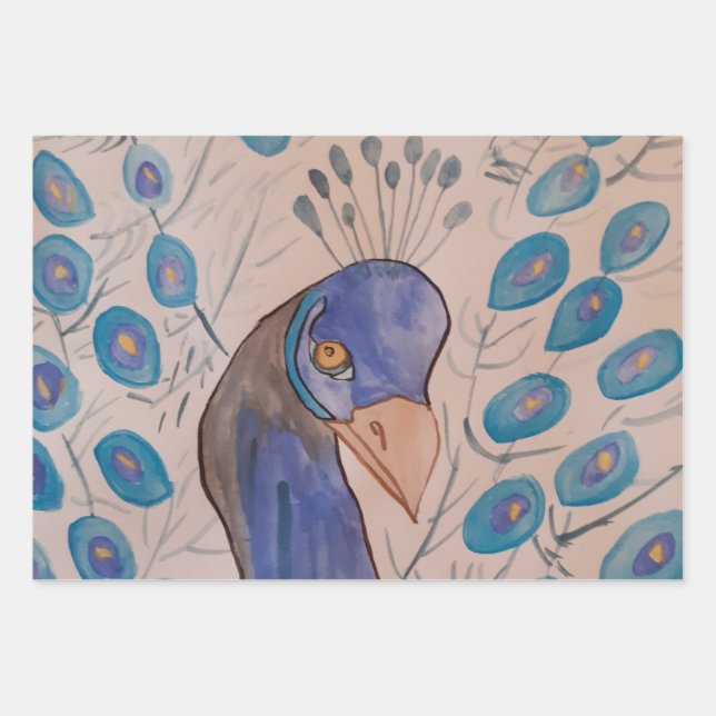 Peacock Blue Geschenkpapier Set (Vorderseite)
