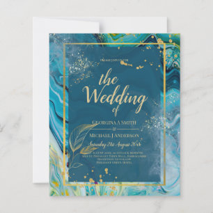 Peacock Blue Gold INK Abstrakt Wedding
