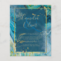 Peacock Blue Gold INK Abstrakt Wedding