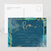 Peacock Blue Gold INK Abstrakt Wedding