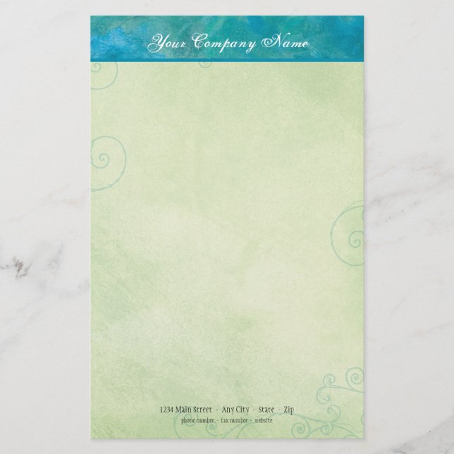 Peacock Blue & Green Business Stationery Briefpapier (Vorderseite)