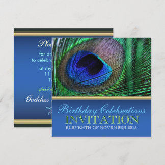 Peacock Blue+Green Feather Einladungen zum Geburts