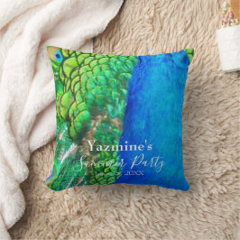 Peacock Blue Green Feather Texture Summer Vibes Kissen