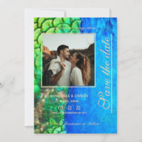 Peacock Blue Green Feather Texture Summer Wedding