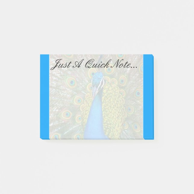 Peacock Blue Head mit bunten Schwanz Feathers Post-it Klebezettel (Vorderseite)
