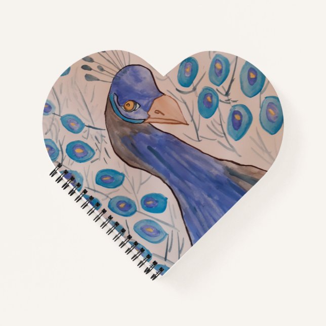 Peacock Blue Heart Notebook Notizbuch (Vorderseite)