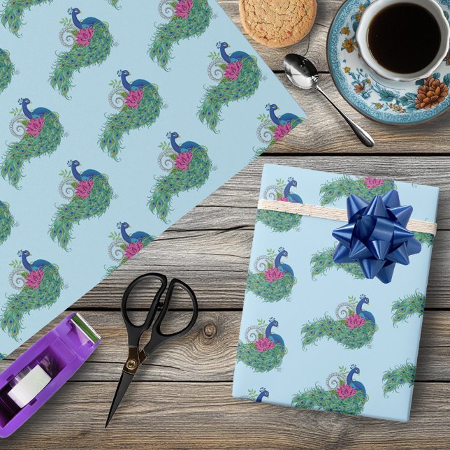 Peacock Blue Lotus Blume Henna Geschenkpapier (Von Creator hochgeladen)