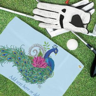 Peacock Blue Lotus Blume Henna Golfhandtuch