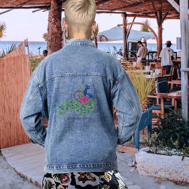 Peacock Blue Lotus Blume Henna Jeansjacke (Von Creator hochgeladen)