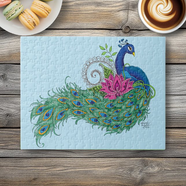 Peacock Blue Lotus Blume Henna Puzzle (Von Creator hochgeladen)