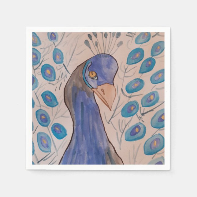 Peacock Blue Paper Napkins Serviette (Vorderseite)