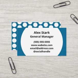 Peacock Blue Polka Dot Business Cards Visitenkarte