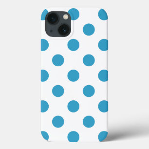 Peacock Blue Polka Dots Circles iPhone 13 Hülle