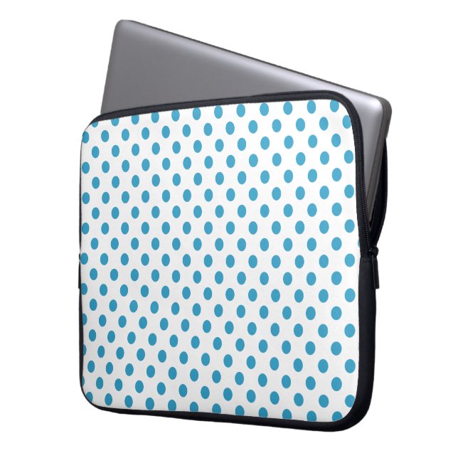 Peacock Blue Polka Dots Circles Laptopschutzhülle (Vorderseite Links)