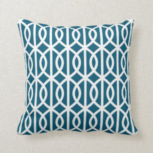 Peacock Blue Trellis Pillow Kissen