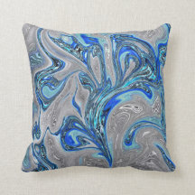 Peacock Blue und Silver Marble Abstrakt