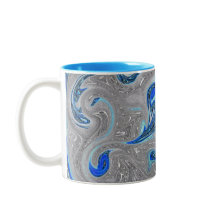 Peacock Blue und Silver Marble Abstrakt