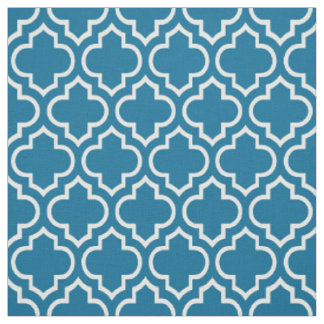 Peacock Blue, weißes marokkanisches Quatrefolie #6 Stoff