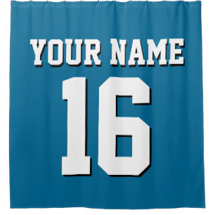 Peacock Blue White Sports Jersey Team Jersey Duschvorhang