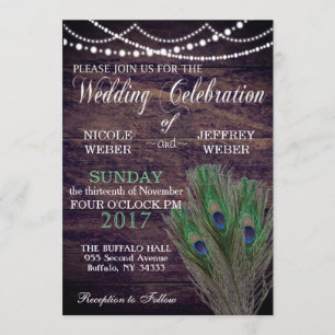 Peacock Boho Land Wood Wedding Einladung
