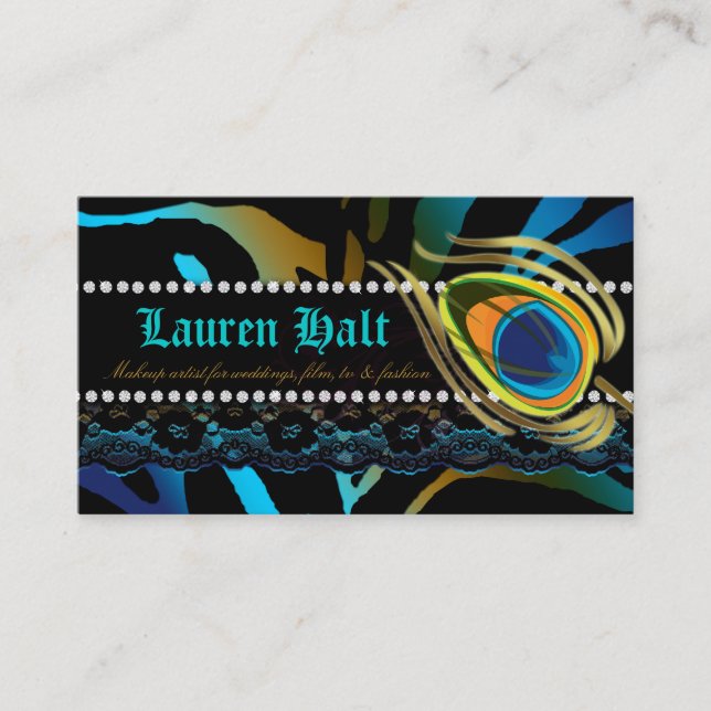 Peacock Business Card Friseursalon Nail Wellness-C Visitenkarte (Vorderseite)