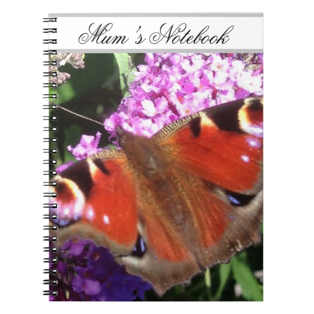 Peacock Butterfly and Buddleia Notebook Notizblock (Vorderseite)