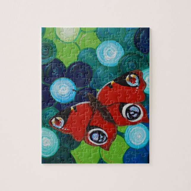 Peacock Butterfly-Malerei Puzzle (Vertikal)