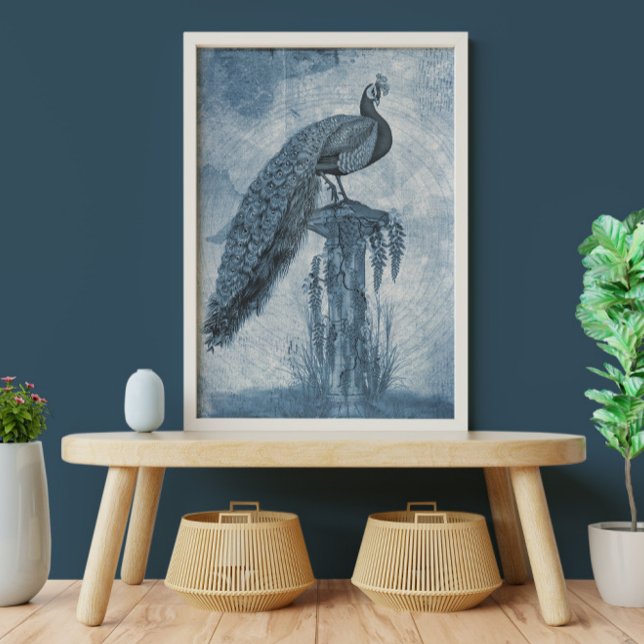 Peacock Chinoiserie Blue n White Floral Decoupage Seidenpapier (Von Creator hochgeladen)