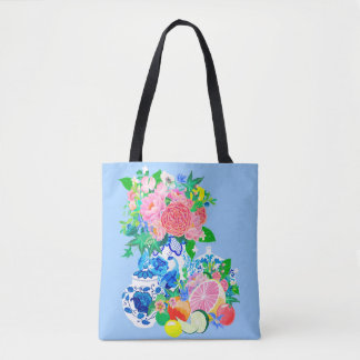 Peacock Chinoiserie Vase mit Blume Einkaufstasche