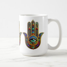 Peacock Color Flower Petals Hamsa Green Third Eye Kaffeetasse