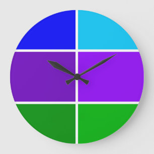 Peacock Color Geometric Blocks Große Wanduhr