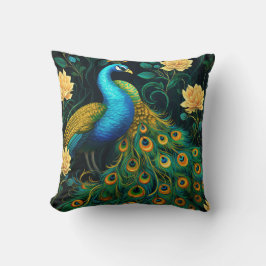 Peacock Colorful Blue Illustration Kissen