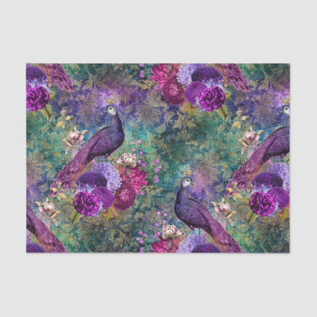Peacock Decoupage Ephemere Tissue Paper Seidenpapier (Vorderseite)