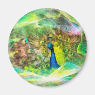 Peacock-Digitalmalerei Magnet