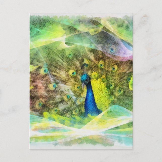 Peacock-Digitalmalerei Postkarte (Vorderseite)