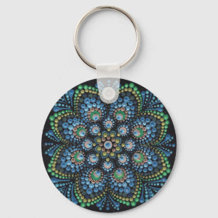 Peacock Dot Mandala Schlüsselanhänger
