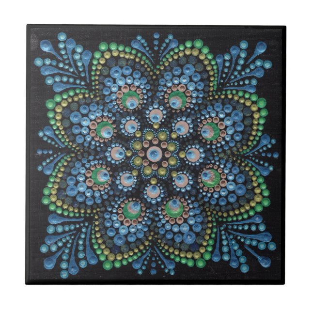 Peacock Dot Mandala Tile Fliese (Vorderseite)