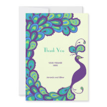 Peacock Elegance Vintage Wedding Dankeschön Karte