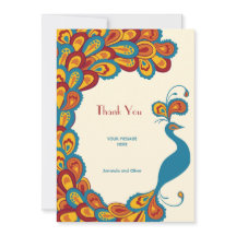 Peacock Elegance Vintage Wedding Dankeschön Karte