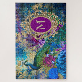 Peacock Elegant Vintages Lila Aquamarines Gold Mon Puzzle