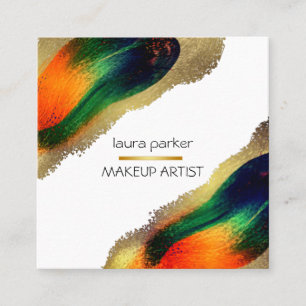 Peacock Eleganter Abstrakter Gold Glitzer Modernes Quadratische Visitenkarte