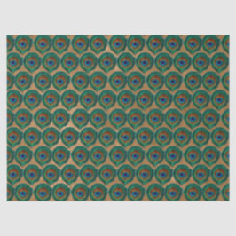 Peacock Eye Federn auf Tan Seidenpapier