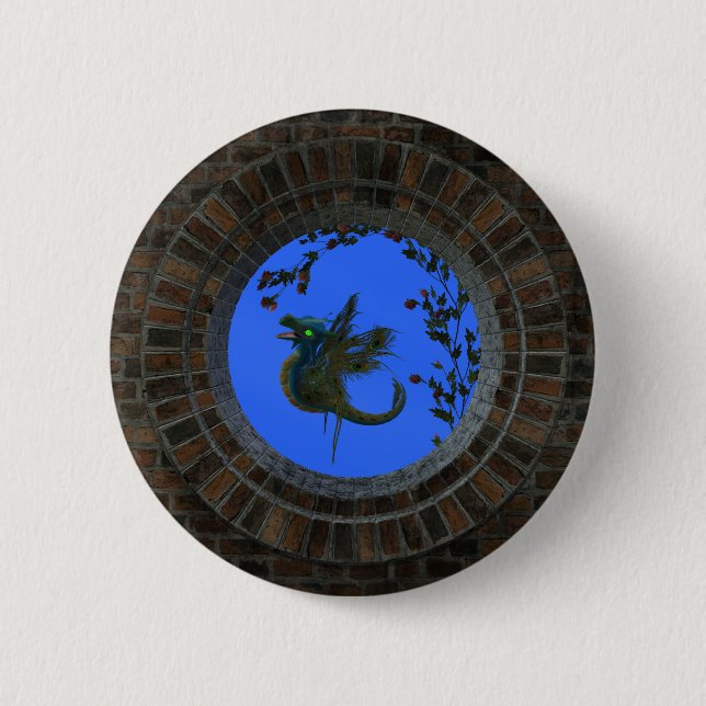 Peacock Fairy Dragon Button (Vorderseite)