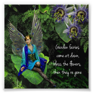 Peacock Fairy "Garden Fairy" Quotiertes Foto Druck