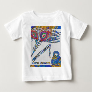 Peacock Feather and Flute - Hare Krishna Baby T-shirt