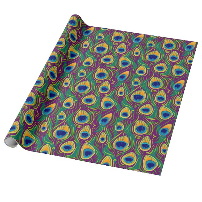Peacock Feather Animal Print Geschenkpapier (Ungerollt)