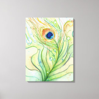 Peacock Feather Aquarellmalerei Canvas Print Leinwanddruck