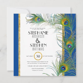 Peacock Feather Art Deco Moderne Typografie Einladung