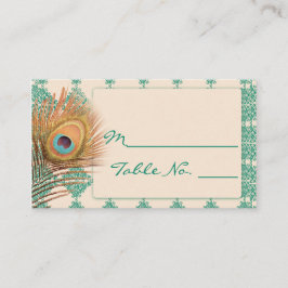 Peacock Feather auf Aquamariner marokkanischer Pla Platzkarte