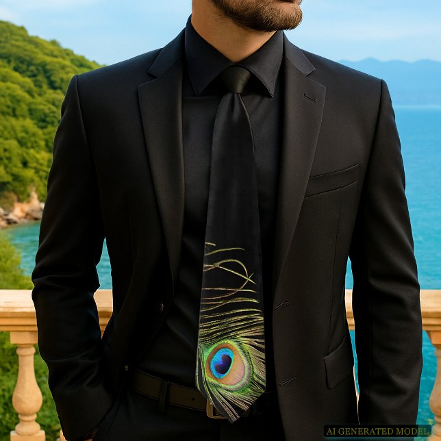 Peacock Feather Black Krawatte (Elegant tie design from my Glamorous Peacock Feather On Black Collection
)